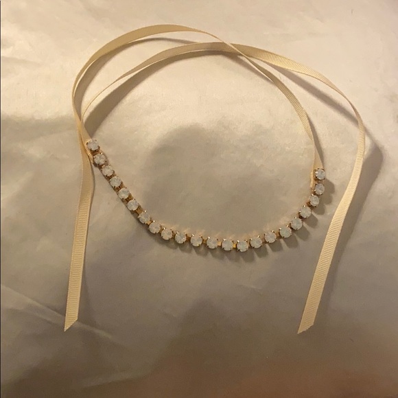 🔥New! Rhinestone on Cream Ribbon Headband🔥 - Picture 1 of 2